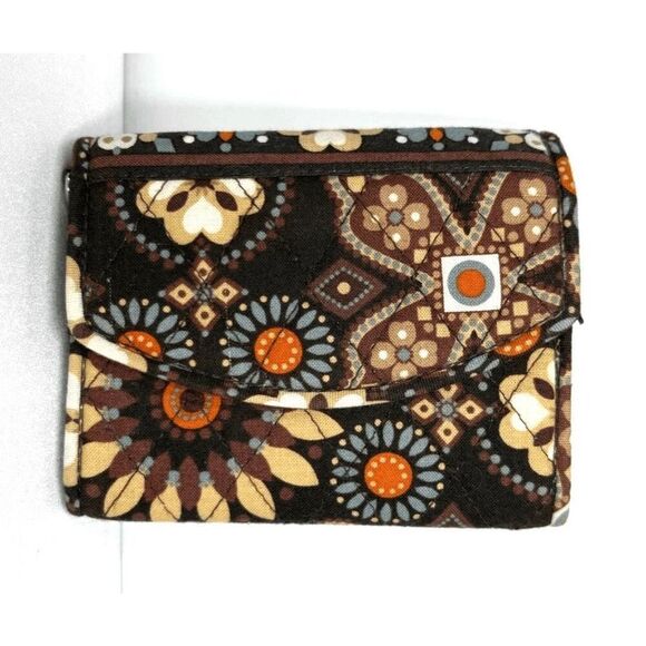 Vera Bradley Canyon Super Smart Wallet Floral Brown Orange Tan Blue - Picture 1 of 3